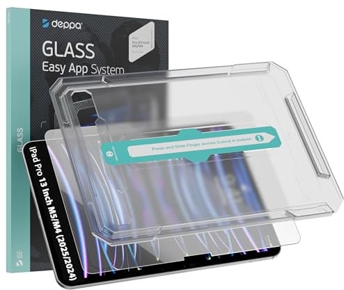 Deppa Verre Trempé pour iPad Pro 13 inch M5/M4 (2025/2024, 8th/7th generation) avec kit d’installation facile – compatible Face ID & Apple Pencil, couverture complète