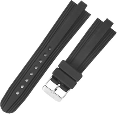 CAWEUER Kompatibel mit konvexem Uhrenarmband aus Aluminium, 7 mm x 22, faltbares Gummiarmband, Ersatzarmband Werkzeug(Black-sliver clasp)