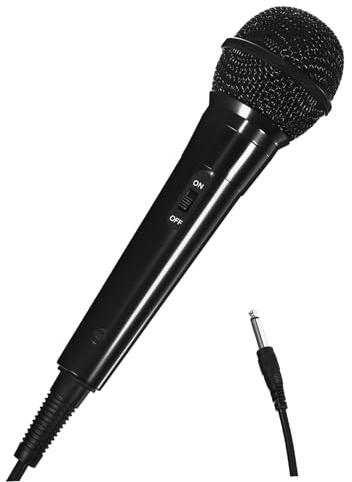TEHAUX Black 6.5mm Dynamic Handheld Vocal Microphone for Karaoke | Plastic Body, 40hz-18khz Response, Omnidirectional Pickup, Wide Compatibility for Recording and Streaming Use