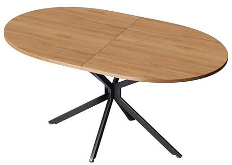 Solisburne Esstisch Oval, Moderner Küchentisch 120×80×75,5 cm für 4–6 Personen, Esstisch mit Metallbeinen, Tisch für Wohnzimmer, Esszimmer, Küchen, Holzoptik