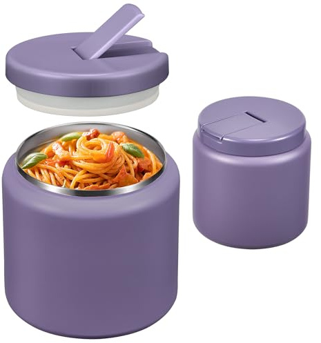 Itslife Termo para Comida 760ml con Tapa de Cierre, Térmico para Comida Niños de Acero Inoxidable, Fiambrera Termica para Picnic, Colegio y Oficina, Morado