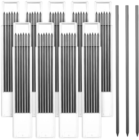 54 Pcs Rcambios para Lápiz Trazador, 2,8 mm Recambios Intercambiables para Lápiz de Grafito, Minas de repuesto para Lápizs, minas para lápices de construcción y carpintería (negro)