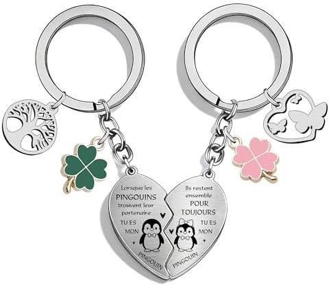 FGHJK Cadeau Saint Valentin pour Homme Femme Saint Valentin Homme Femme Cadeau Couple Porte Clef Couple Porte-clés idéal pour couple petite amie petit ami -Je t'aime-