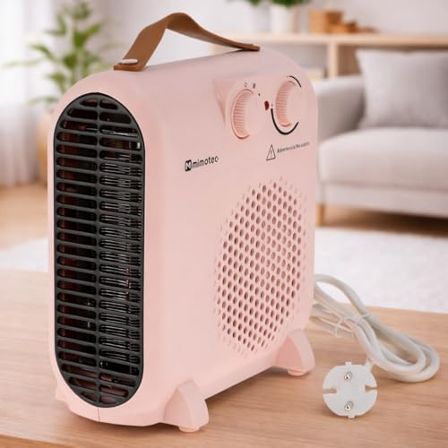 M Mimotec - Stufa elettrica Pink Compact 2000W, basso consumo 1000/2000W, bassa rumorosità <53 dB, protezione contro il surriscaldamento, IP20, per ambienti domestici fino a 20 m²