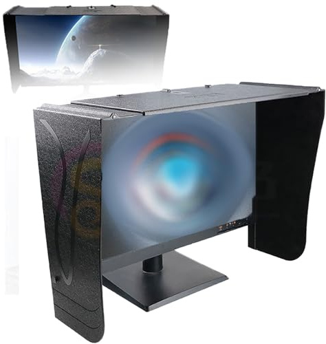 Monitor Sunshade for 17-24 Inch Computers – Narrow Edge Outdoor Hood with Adjustable Length, Detachable Foldable Design, Black Matte Velvet Anti Glare Shade