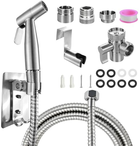 Ducha Inodoro Set con Manguera de 1 5 Metros Acero Inoxidable | Ducha Bidet para WC Instalable en Inodoro o Pared para Higiene Personal Baño Mascotas Grifo WC Higienico