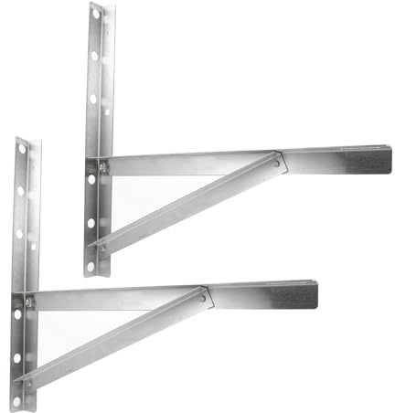 DINHEAROM 2pcs -1.5p Folding Air Conditioner Support Bracket for Window Ac, Stainless Steel Triangle Rack with Portable and Smooth Burr-Free Surfaces, Wall Stand for Window Air Conditioning