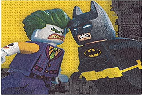Amscan 9901825 Servietten 20 Stück Lego Batman für Kinder-Geburtstag oder Motto-Party
