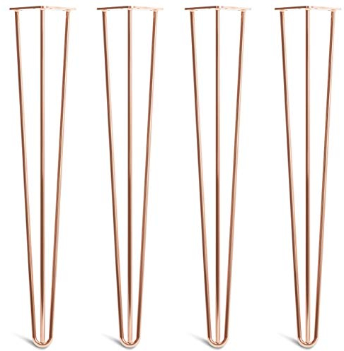 Lot 4 Pieds En Épingle À Cheveux En Acier 10mm Haute Qualité - Style Milieu 20ème Siècle - Protège-Pieds, Guide Installation, Vis Inclus - Disponible Dans 10-86cm Et Une Gamme Complète De Finitions