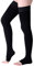 Wallfire Medizinische Kompressionsstrümpfe, 23-32mmHg Oberschenkel Stützstrümpfe für Damen Herren Relief Verhindern Krampfader (Color : Black, Size : XXL)