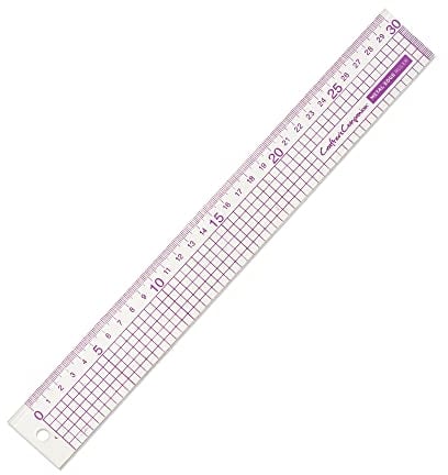 Metal Edge Acrylic Ruler - 30cm Size With Metric Measuring Grid - Strong Stainless Steel Cutting Edge - Perfect to Use With Rotary Cutter or Craft Knife by Crafter’s Companion