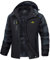 MAGCOMSEN Winterjacke Herren Warm Skijacke Fleece Gefüttert Jacke Wasserdicht Snowboardjacke Winddicht Outdoorjacke mit Abnehmbarer Kapuze Schwarz-grau S