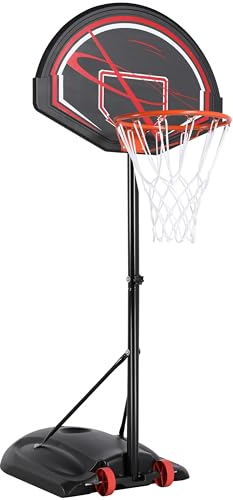 Yaheetech Panier de Basket Hauteur Réglable 170 cm à 230 cm Portable pour Extérieur avec Panneau Panier de Basket sur Pied Noir