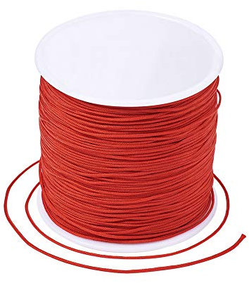 0,8 mm Nylonschnur für Perlenarbeiten, 91 m/Rolle, Makramee, chinesische Knoten, Schnur für DIY-Halsketten, Armbänder, Schmuckherstellung, Rot