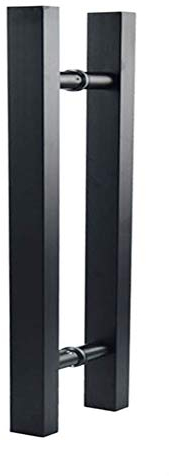 Manija de Puerta de Granero con Barra en T de 300 mm, KAIISSA Acero Inoxidable, dos Lados, Cobertizo de Vidrio, Tirador de Puerta, Empuje de Baño, Puerta Corredera, Tirador, Herrajes, Negro Mate