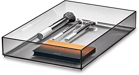 iDesign Signature Series by Sarah Tanno Cosmetic Drawer Organizer, Smoke/Matte Black, 20 x 30 x 5 cm