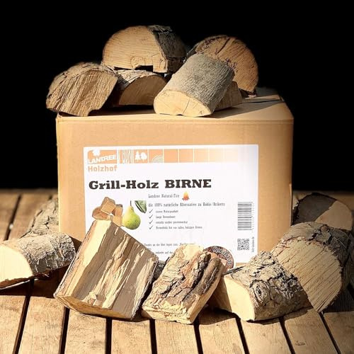 Grillholz Birne 8Kg - von Landree® - die (saubere) Alternative zu Kohle oder Briketts - direkt vom Holzhof aus Schleswig-Holstein