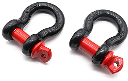 Jamiikury 2 Pcs Shackles 1/2 D Ring Shackle 12 Ton (26,455 lbs) Maximum Break Strength with 5/8 Pin for Tow Strap Winch Off Road Vehicle Recovery