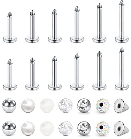Longita 18G Helix Piercing Stab mit Ersatzkugeln Tragus Piercing Labret Piercing Lippe Ohrringe Helix Ohrstecker Conch Knorpel Ohr Piercing Tragus Helix Piercing