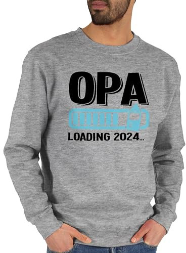 Sweater Pullover Sweatshirt Herren Damen - Geschenke - Opa loading 2024 mit Babyflasche - schwarz/blau - M - Grau meliert - grandad geschenk weihnachten vatertagsgeschenk für grossvater sprüche