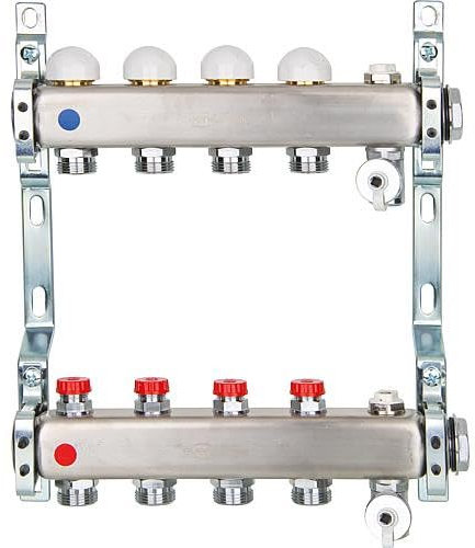 Collecteur de chauffage inox vanne intégrée DN25 1avec 2 circuits chauffe