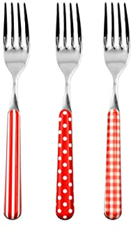 Home Provence Lot de 6 fourchettes de table en acier inoxydable, décoration rouge