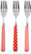 Home Provence Lot de 6 fourchettes de table en acier inoxydable, décoration rouge