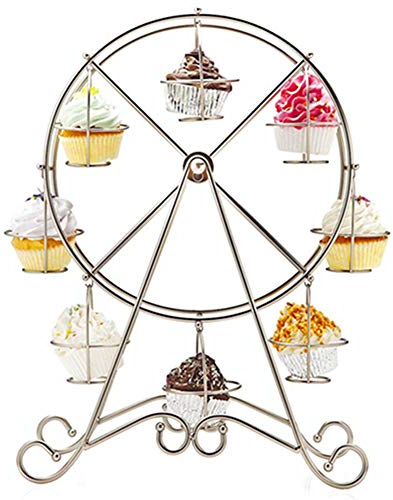 TOPINCN Riesenrad-Cupcake-Ständer, Drehbarer Dessert-Cupcake-Halter aus Edelstahl, Cupcake-Ständer, Dessert-Display für Geburtstagsfeier, Hochzeit, Teedekorationen