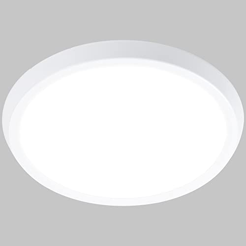 HOMCOM LED Deckenlampe Dimmbare Deckenleuchte, 35W Hintergrundbeleuchtung Runde Deckenbeleuchtung mit WiFi Kontrolle und Fernbedienung für Wohnzimmer Badezimmer Ø30 x 3,2H cm