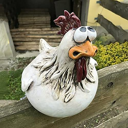 Hühner Deko Keramik Huhn Deko Tiere Figuren Huhn Gartendeko für Draußen Gartenstecker Keramikfigur Garten Deko Figuren Hühner Gartenstatuen Gartenfiguren Terrassen Deko Balkon Deko Gartendekoration