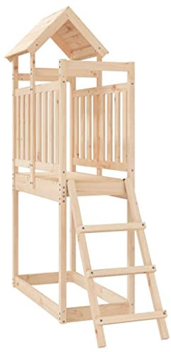 vidaXL Outdoor Climbing Frame Playhouse - Pine Wood Playground Set with Ladder and Play Tower for Garden, Brown Wood, Kids 3-8 Years