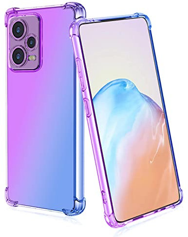 BORYA Silicona Funda para Xiaomi Redmi Note 12 Pro 5G, Transparente Suave Sedoso Ultradelgado Antigolpes Carcasa, Premium TPU Estuche, Elegante Vistoso Gradiente Caso, Azul/Morado