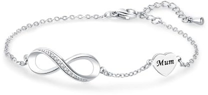 LSxAB Endless Love Mum Infinity Bracelet for Women Girls Stainless Steel Jewellery Adjustable Chain Bracelets