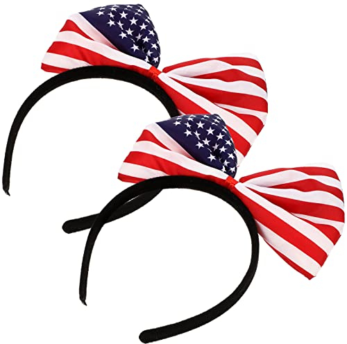 jojofuny 2st Stirnband Mit Amerikanischer Flagge Kopfbedeckungen Mit Amerikanischer Flagge Unabhängigkeitstag Haarreifen Schleife Stirnband Tag Der Unabhängigkeit Pentagramm Kunststoff
