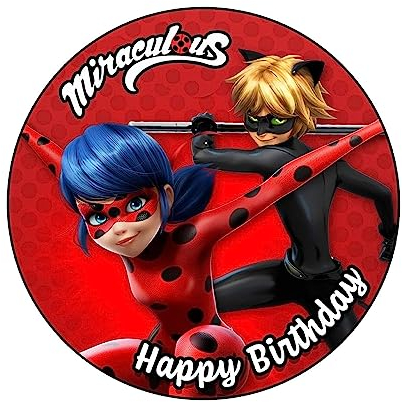 YummyArt Edible Cake Topper - 20cm ⌀ Premium essbare Miraculous Tortenaufleger kompatibel mit tortenaufleger ladybug - ladybug Tortenaufleger essbar für den Geburtstag