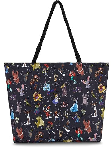Disney Mickey and Stitch Tragetasche – Mädchen, Jungen, Teenager, Erwachsene – Mickey Minnie Mouse, Stitch, klassische Canvas-Tragetasche, Schwarz, Einheitsgröße