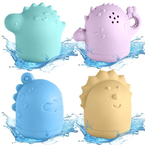 Baby Badespielzeug, twoonto Badewannenspielzeug, Spray Badespielzeug Schwimmendes Badewannen Wasserspielzeug 4 Stück, Sensorisches Pädagogisches Badespielzeug, Silikonformfreies Badespielzeug
