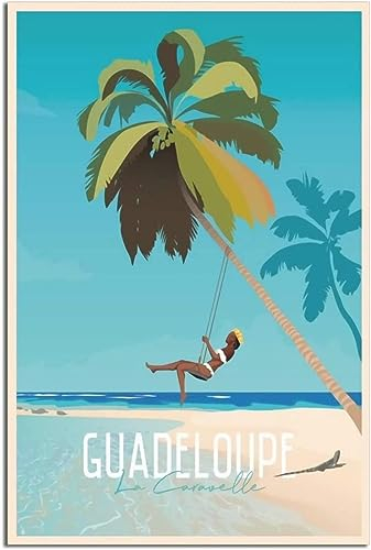 cgltd Leinwand-Poster Guadeloupe Tourismus Vintage Reiseposter, dekorative Drucke, Wandgemälde, Raumdekoration, Leinwand Ungerahmt 40x60cm