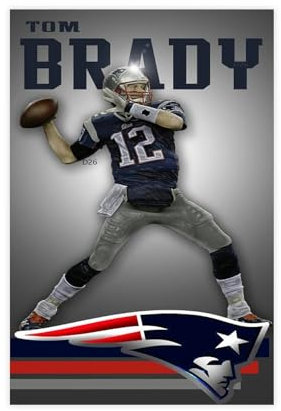 GUyfam Sportsportler Poster Fußballstar Tom Brady Poster (5) Leinwand Poster Wandkunst Dekor Druck Bild Gemälde für Wohnzimmer Schlafzimmer Dekoration 30 x 45 cm