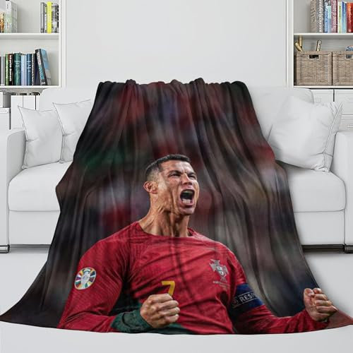 Ronaldo Flanell Decke - Fußball Kinder Jugendliche Erwachsene - Tactile Gefühl Wie Eine Umarmung in Einer Decke - Sofa Bett Krippe Dekor - Weihnachten Geburtstag Geschenk(150x200cm)