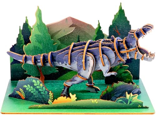 ESC WELT Tyrannosaurus - Dinosaurier 3D-Puzzle - DIY Holztier-Puzzle - 3D-Puzzle für Kinder - Holz Bastelset für Kinder - Gehirn-Teaser Holzpuzzle - Spielzeuggeschenke für Weihnachten