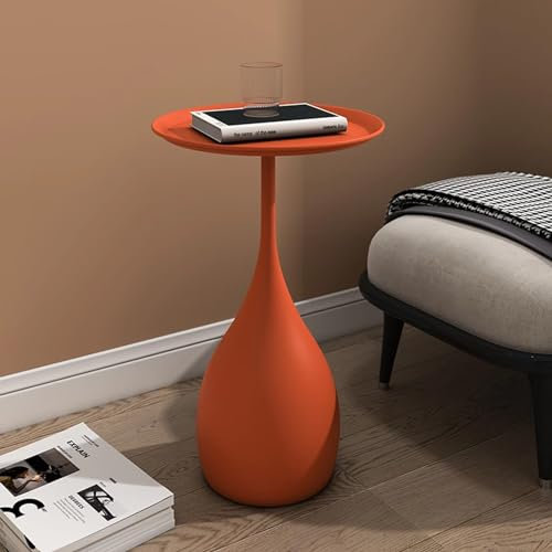 Yesbon Beistelltisch Rund, Couchtisch rund Kleiner Tisch Wohnzimmertisch Wohnzimmer Tisch, Nachtisch Sofatisch für Schlafzimmer für Couch, Nachttisch,Tangerine