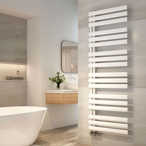 EMKE Badheizkörper 1740x600 mm, Handtuchheizkörper Seitenanschluss Oval Badheizkörper Handtuchhalter Handtuchwärmer Handtuchtrockner Heizkörper Bad Weiß 782 Watt