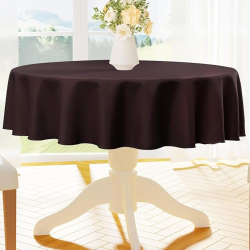 Homaxy Tischdecke Abwaschbar Lotuseffekt Rechteckig Roud 140 cm Tischtuch Wasserabweisend Tafeldecke Abwischbare aus Polyester Schmutzabweisend Pflegeleicht für Küche Party, Braun