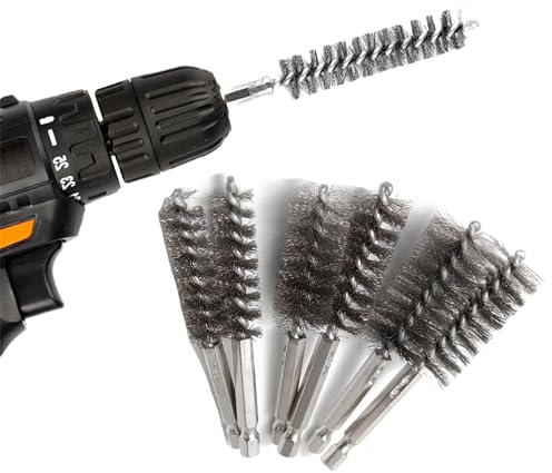 Cepillo de agujero de acero inoxidable, 6 paquetes, cepillo de acero para perforación eléctrica, cepillo de alambre de acero limpio (6, Cepillo de agujero de acero)