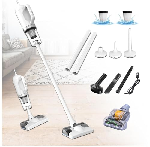 Balai Vapeur Sans Fil 5 en 1 Compact - Léger, 35Min Autonomie, Aspirateur Balai Laveur Sans Fil Pour Voiture, Maison, Bureaux, Poils D'animaux