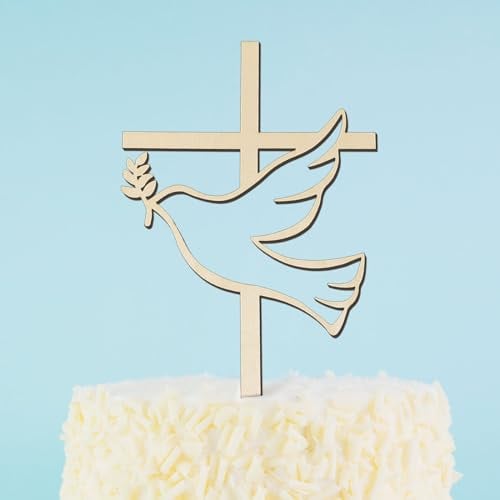 COLOFALLA Kommunion Cake Topper Taube Kreuz Cake Topper Konfirmation Kuchen Topper Firmung Torten Topper Kuchen Deko Party Dekoration für Junge Mädchen