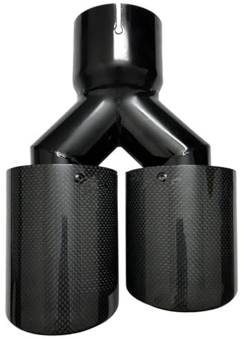 Auspuffrohr 1PC Dual Fiber Edelstahl Auspuff Spitze Glänzend Schwarz Auspuffrohr Flansch Roung Für E43 Auspuffblende (Farbe : 70-89mm)