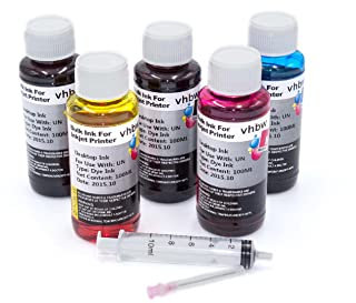 vhbw 5X Nachfülltinte kompatibel mit HP Drucker - Refillset Dye Cyan, Dye Magenta, Dye Schwarz, Dye Yellow, 100ml