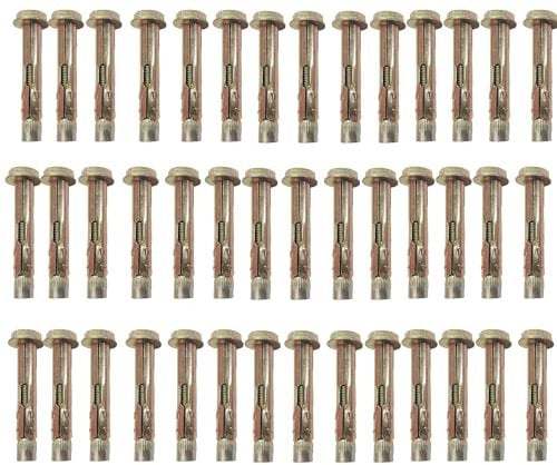 YKUKIZEE 50 Pcs Expansion Screw Bolts, M8 x 60 mm Heavy Duty Sleeve Anchor Bolts, Hex Nut Masonry Anchor Bolt Carbon Steel for Concrete Brick Wall Fixings